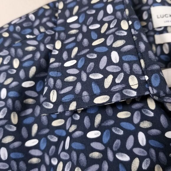 Lucky Brand Shirt Mens 15.5 34 Long Sleeve Button Up Navy Geometric Cowboy Rodeo - Picture 10 of 16